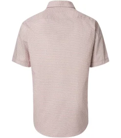 CASA MODA Sport casual fit overhemd, korte mouw, popeline, wit met oranje en blauw dessin