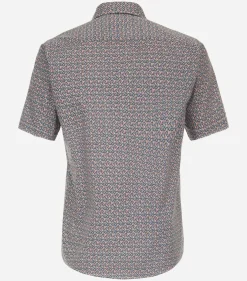CASA MODA Sport casual fit overhemd, korte mouw, popeline, oranje dessin
