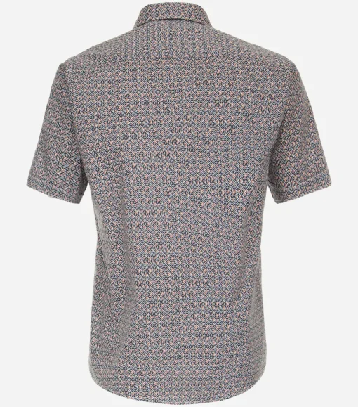 CASA MODA Sport casual fit overhemd, korte mouw, popeline, oranje dessin
