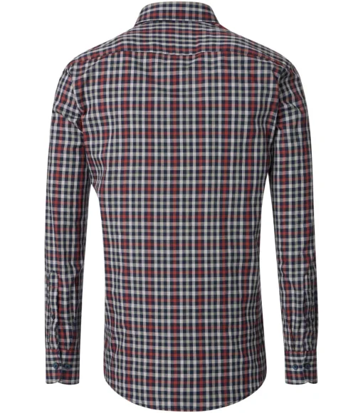 CASA MODA Sport casual fit overhemd, dobby, rood, wit, blauw en groen geruit