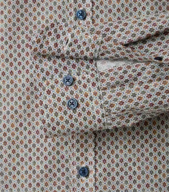 CASA MODA Sport casual fit overhemd, popeline, groen met wit en bruin dessin