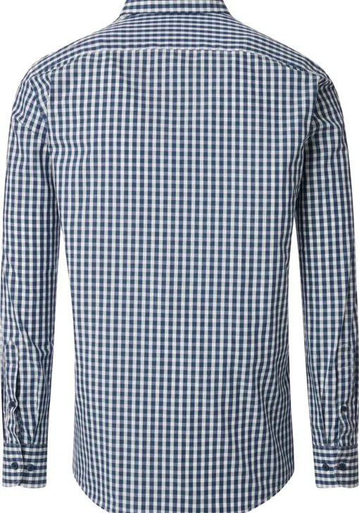 CASA MODA Sport casual fit overhemd, structuur, donkerblauw met wit en groen geruit