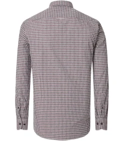 CASA MODA Sport casual fit overhemd, dobby, blauw met wit en rood geruit