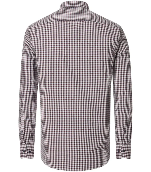 CASA MODA Sport casual fit overhemd, dobby, blauw met wit en rood geruit