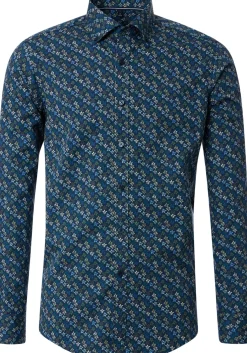 CASA MODA Sport comfort fit overhemd, popeline, blauw dessin