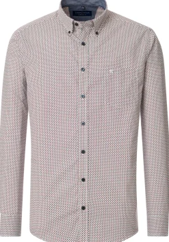 CASA MODA Sport comfort fit overhemd, twill, wit met blauw en rood dessin