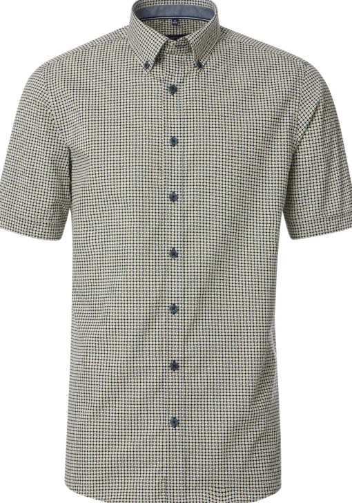 CASA MODA Sport comfort fit overhemd, korte mouw, popeline, blauw dessin