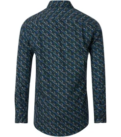 CASA MODA Sport comfort fit overhemd, popeline, blauw dessin