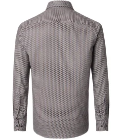 CASA MODA Sport comfort fit overhemd, popeline, bruin dessin
