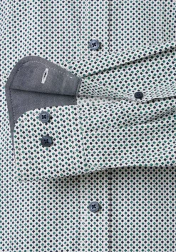 CASA MODA Sport comfort fit overhemd, twill, wit met blauw en groen dessin
