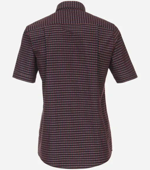 CASA MODA Sport comfort fit overhemd, korte mouw, dobby, rood geruit