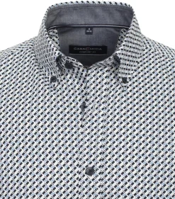 CASA MODA Sport comfort fit overhemd, korte mouw, popeline, blauw dessin