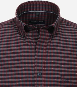 CASA MODA Sport comfort fit overhemd, korte mouw, dobby, rood geruit