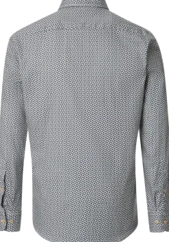 CASA MODA Sport comfort fit overhemd, twill, wit met blauw en beige dessin