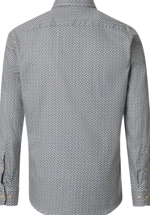 CASA MODA Sport comfort fit overhemd, twill, wit met blauw en beige dessin