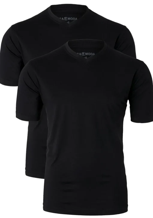 CASA MODA T-shirts (2-pack), V-neck, zwart