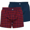 Ceceba heren boxershorts geweven wijd model (2-pack), donkerrood geruit