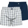 Ceceba heren boxershorts geweven wijd model (2-pack), lichtblauw geruit