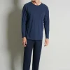 Ceceba heren pyjama O-hals, donkerblauw gestreept