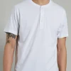 Ceceba heren T-shirt korte mouw met O-hals en knoopjes (1-pack), wit