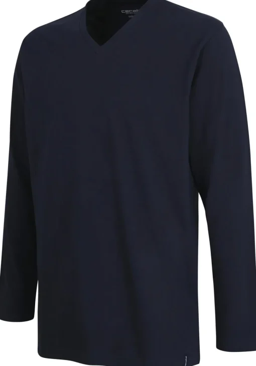Ceceba pyjama of lounge T-shirt, lange mouw, blauw