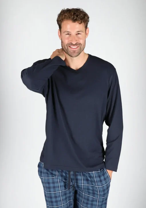 Ceceba pyjama of lounge T-shirt, lange mouw, blauw