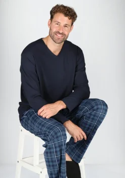 Ceceba pyjama of lounge T-shirt, lange mouw, blauw