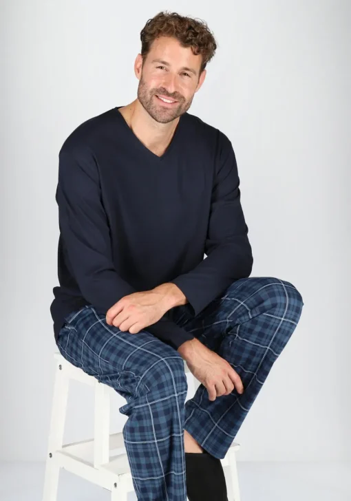 Ceceba pyjama of lounge T-shirt, lange mouw, blauw