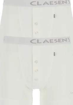 Claesen's Basics boxers (2-pack), retro rib heren boxers met gulp, wit