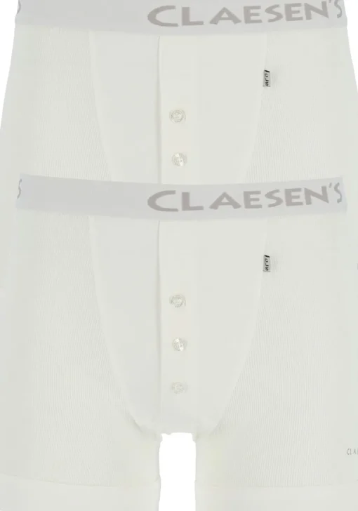 Claesen's Basics boxers (2-pack), retro rib heren boxers met gulp, wit