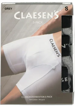 Claesen's Basics boxers (3-pack), heren boxers lang, grijs