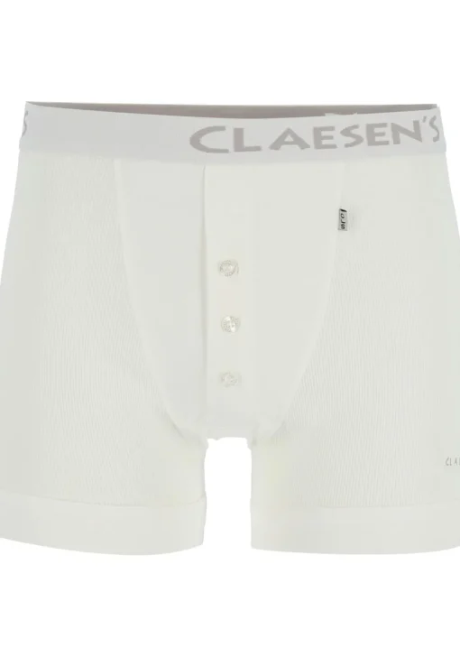 Claesen's Basics boxers (2-pack), retro rib heren boxers met gulp, wit