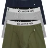Claesen's Basics normale lengte boxer (3-pack), heren boxer, grijs, groen, blauw
