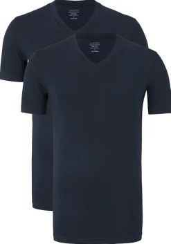 Claesen's Basics T-shirts (2-pack), heren T-shirts V-hals, blauw