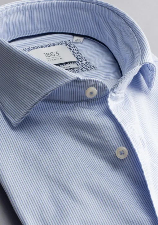 ETERNA 1863 modern fit casual Soft tailoring overhemd, twill, lichtblauw gestreept