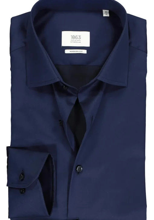 ETERNA 1863 modern fit premium overhemd mouwlengte 72 cm, 2-ply twill heren overhemd, donkerblauw