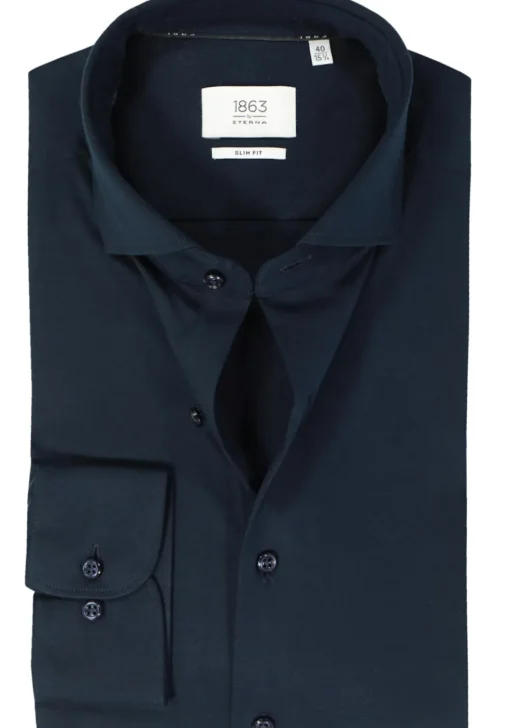 ETERNA 1863 slim fit casual Soft tailoring overhemd, jersey heren overhemd, donkerblauw
