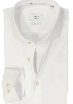 ETERNA 1863 slim fit casual Soft tailoring overhemd, jersey heren overhemd, wit
