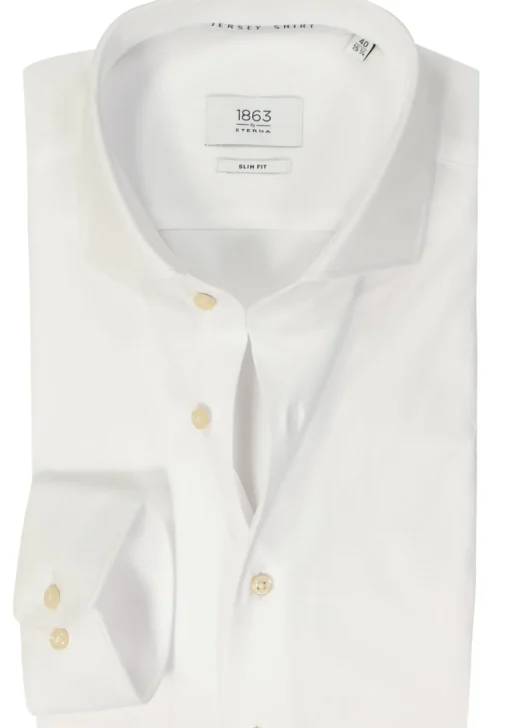 ETERNA 1863 slim fit casual Soft tailoring overhemd, jersey heren overhemd, wit