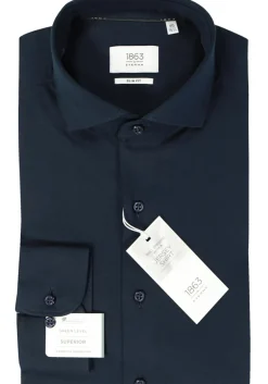 ETERNA 1863 slim fit casual Soft tailoring overhemd, jersey heren overhemd, donkerblauw