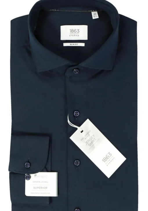 ETERNA 1863 slim fit casual Soft tailoring overhemd, jersey heren overhemd, donkerblauw
