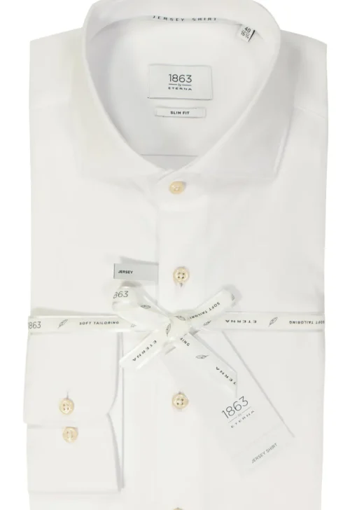 ETERNA 1863 slim fit casual Soft tailoring overhemd, jersey heren overhemd, wit