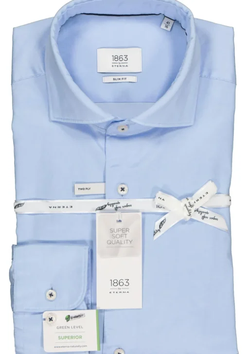 ETERNA 1863 slim fit casual Soft tailoring overhemd, twill heren overhemd, lichtblauw