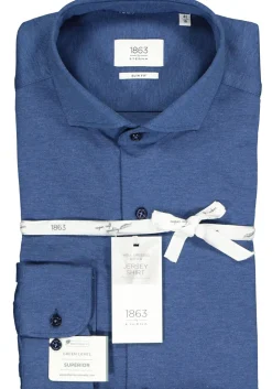 ETERNA 1863 slim fit casual Soft tailoring overhemd, jersey heren overhemd, jeansblauw