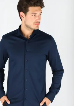 ETERNA 1863 slim fit casual Soft tailoring overhemd, jersey heren overhemd, donkerblauw