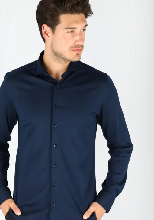 ETERNA 1863 slim fit casual Soft tailoring overhemd, jersey heren overhemd, donkerblauw