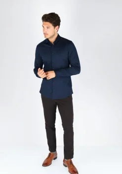 ETERNA 1863 slim fit casual Soft tailoring overhemd, jersey heren overhemd, donkerblauw