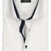ETERNA comfort fit overhemd, korte mouw, fijn Oxford heren overhemd, wit (blauw gestipt contrast)
