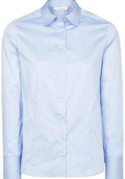ETERNA dames blouse modern classic, stretch satijnbinding, lichtblauw
