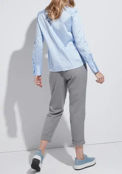 ETERNA dames blouse modern classic, stretch satijnbinding, lichtblauw